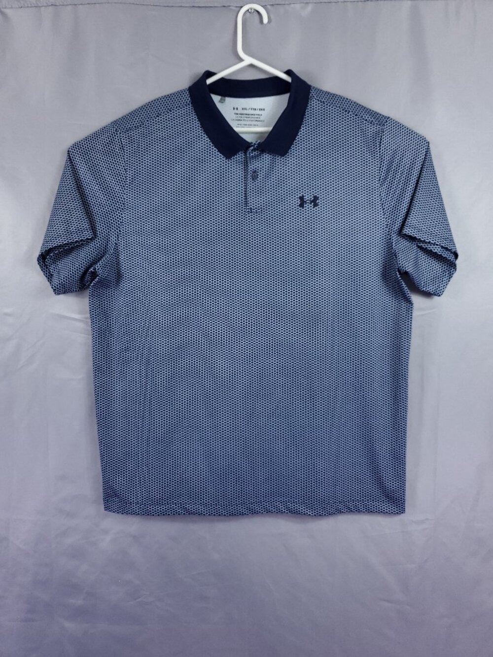 Under Armour Mens XXL The Performance Polo Shirt SS Geometric Golf Blue 1377377